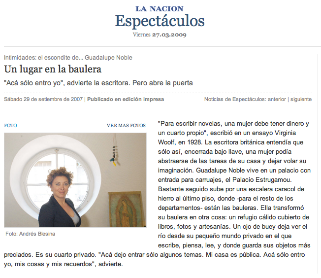 entrevista2_lanacion Entrevista a Guadalupe Noble para Espectáculos de La Nación