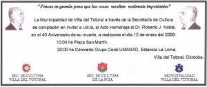 homenaje01 Invitación al Acto Homenaje organizado por la Municipalidad de Villa del Totoral