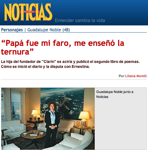 Revista Noticias - Reportaje a Guadalupe Noble