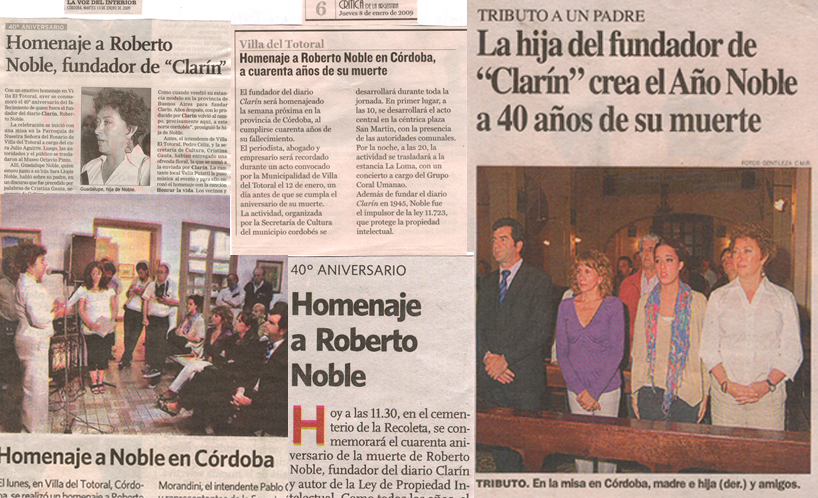 Homenaje a Roberto Noble en Villa El Totoral - Diarios